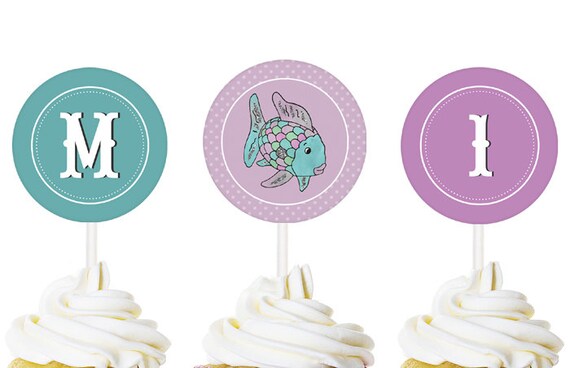 Rainbow Fish - Custom printable Party CIRCLES- Under The Sea Mermaid party Il_570xn