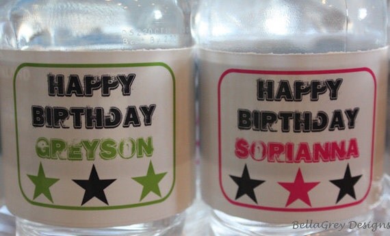 Rock Star Modern Style Guitar Drums Birthday Party Water Bottle Labels Il_570xn