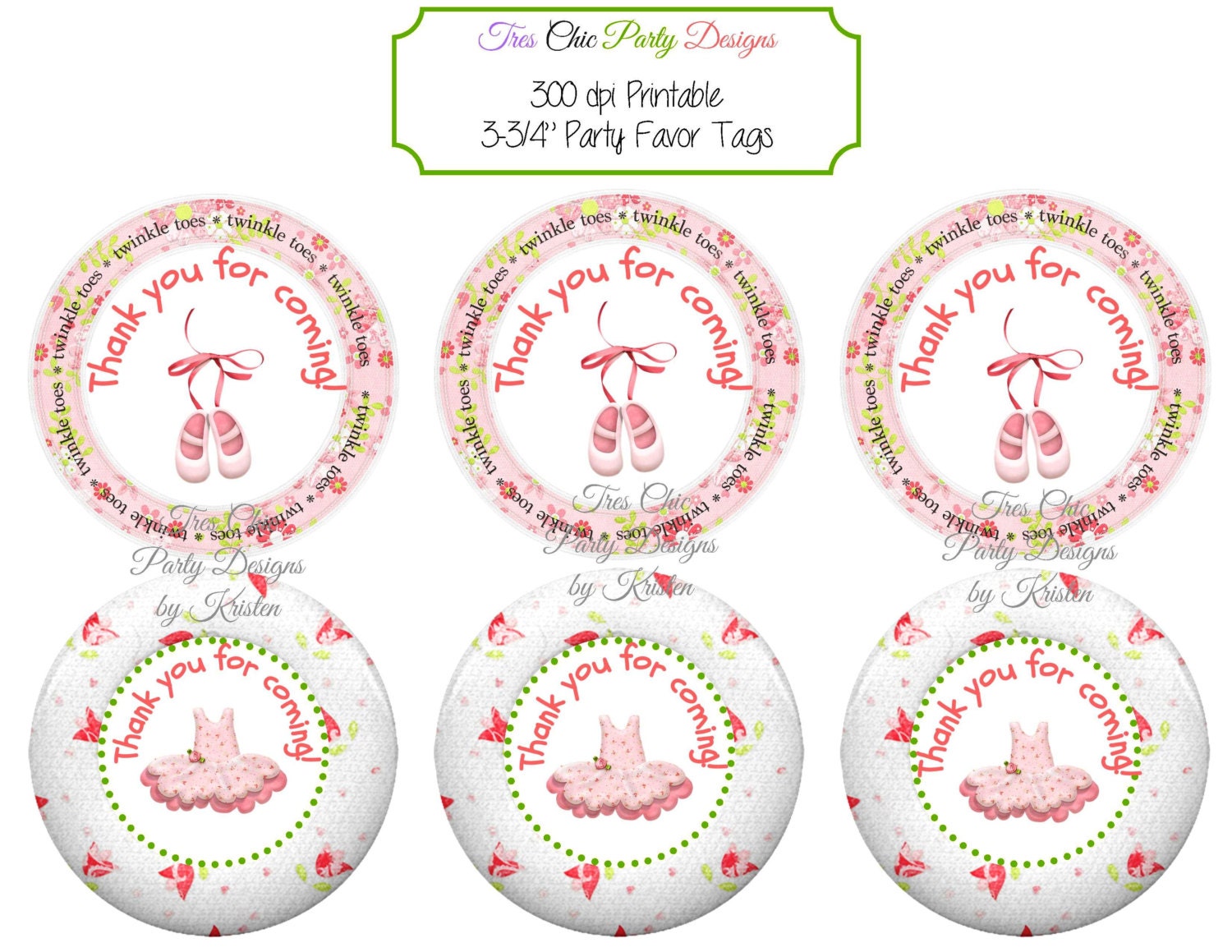 Party Favor Tags, Ballerina printable file Il_570xn