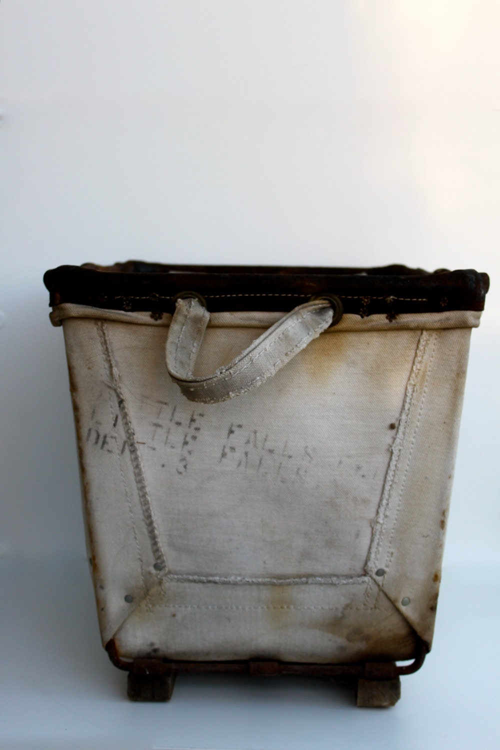 Vintage industrial canvas laundry basket / hamper by vintagewall