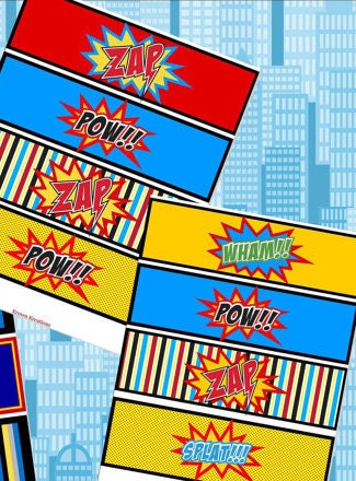 SUPER Hero Party Printables - BOTTLE LABELS Superheroes Party for Spiderman, Batman and Superman - Instant Download Il_170x135