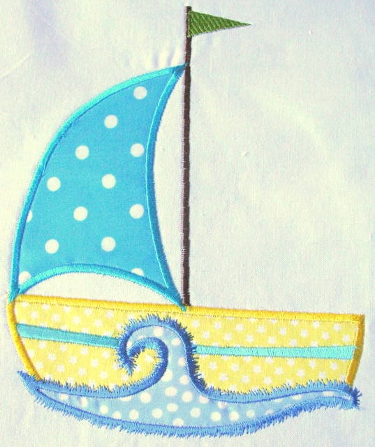 Sailboat 02 Machine Applique Embroidery Design - 4x4, 5x7 &amp; 6x8