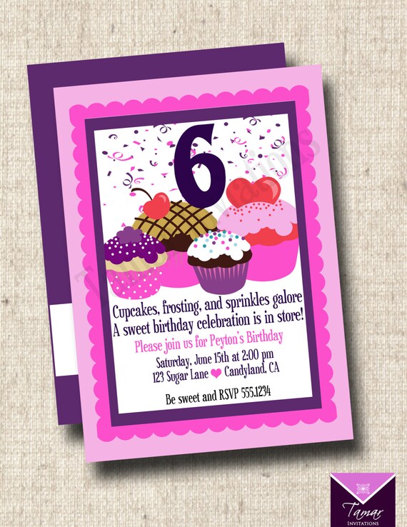 Printable Birthday Invitation - Little Girls Sweet Cupcake Birthday Party Il_570xn