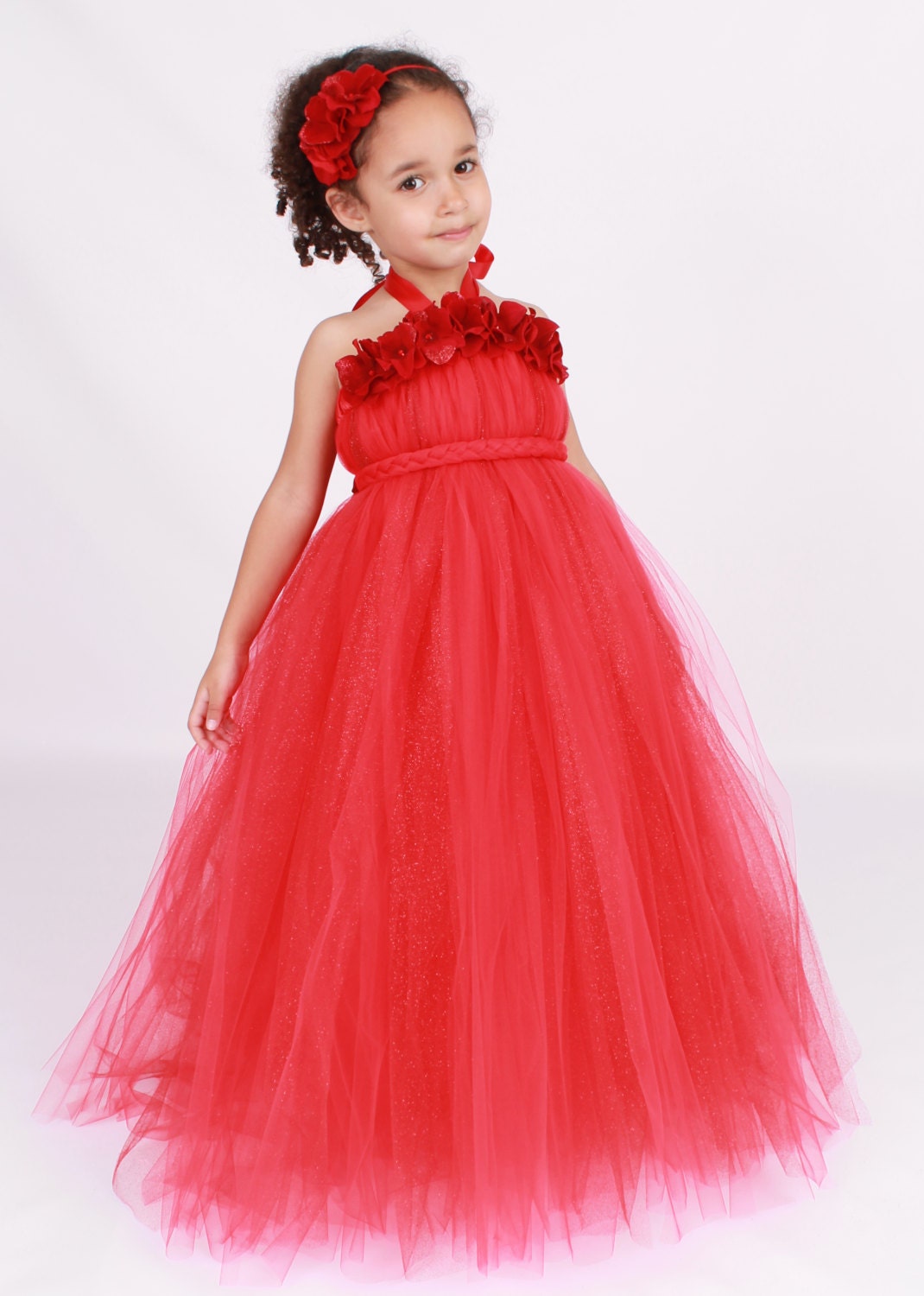 Flower Girl Tutu Dress - Red - Blazing Beauty - 12 Month to 2 Toddler Girl - Cutie Patootie Designz Il_570xn