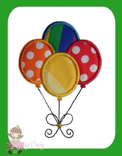 Balloons Applique embroidery design by AppliqueCrazy on Etsy