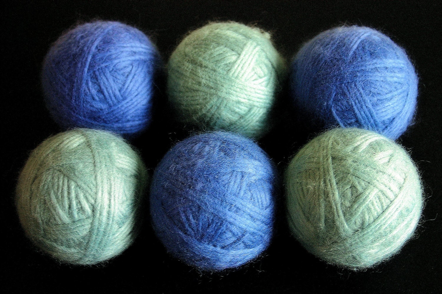Felted Wool Dryer Balls Eco-friendly Blue Gray Earth Colors set of 6