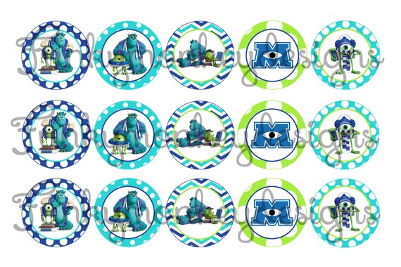 INSTANT DOWNLOAD Monster University Inspired 4x6 Digital 1" Inch Bottle cap image/Digital Collage sheet Il_570xn