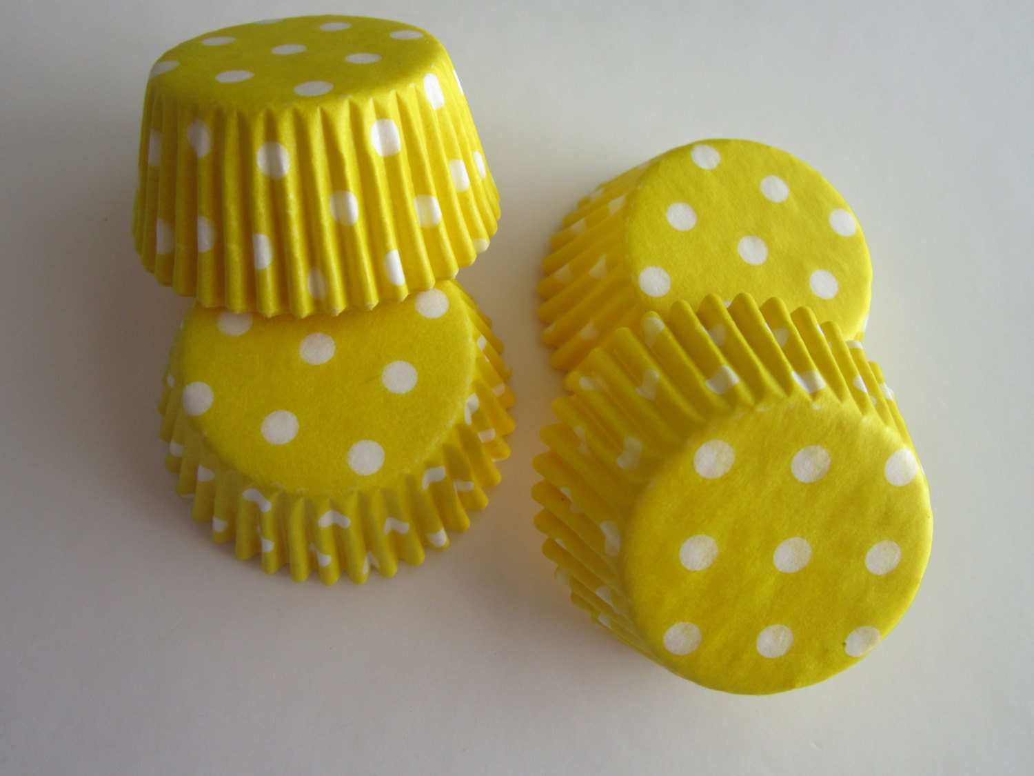 60 MINI Yellow Polka Dot Cupcake Liners Il_570xn