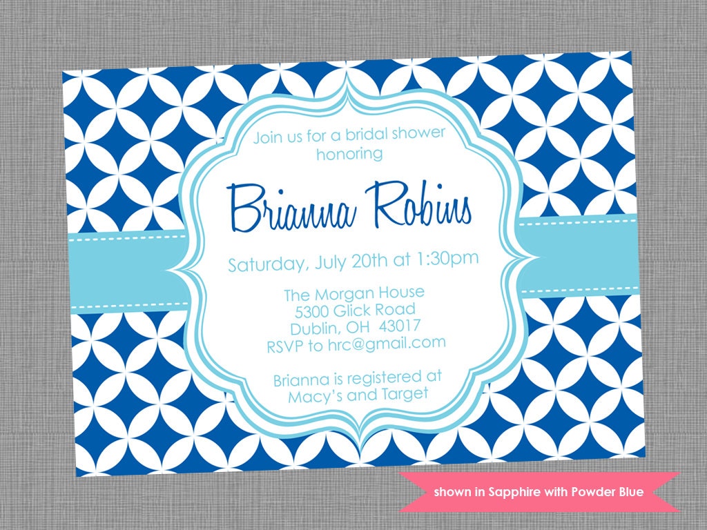 Printable Bridal Shower Invitation - Shower Themed Pixie Invite - Colors and Text Customizable Il_570xn