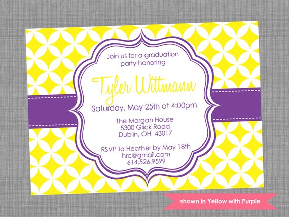 Graduation Party Invitation - Printable Graduation Themed Pixie Invite - Colors and Text Customizable Il_570xn