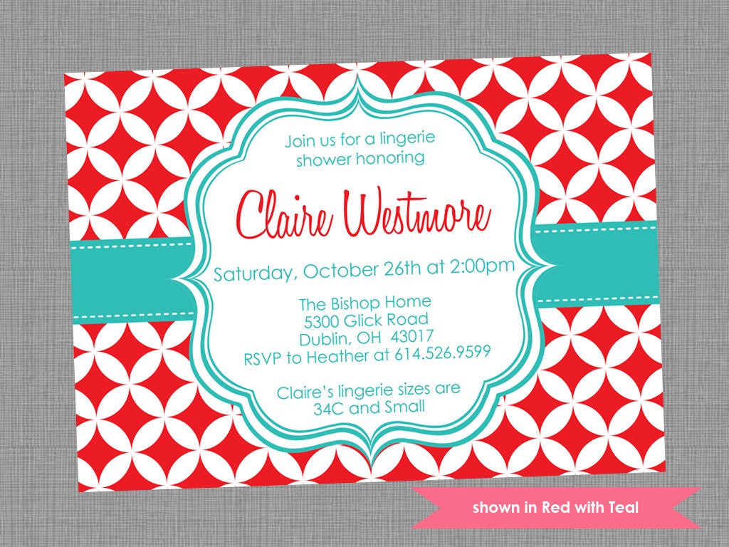 Printable Lingerie Shower Invitation - Shower Themed Pixie Invite - Colors and Text Customizable Il_570xn