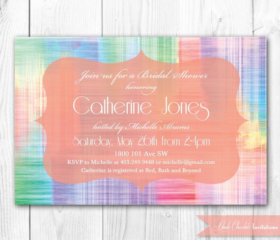 Watercolor Invitation. Art Party Invitation. DIY Printable Bridal Shower or Birthday Party Invitation. Il_570xn