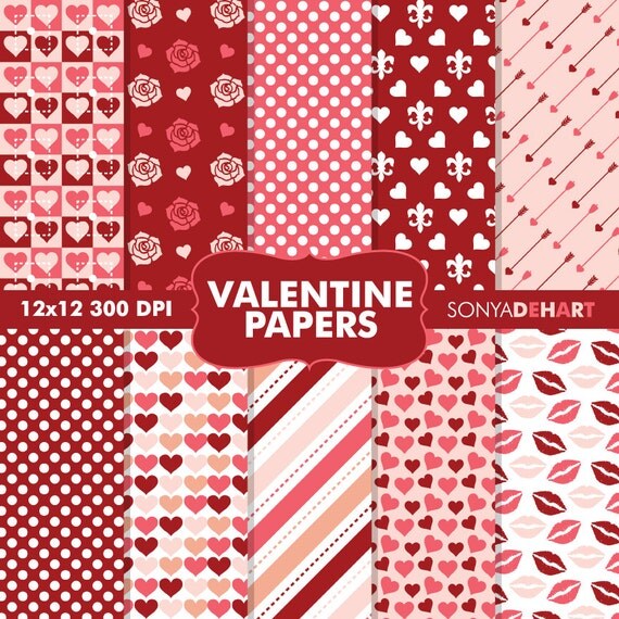Digital Papers Valentine's Day Pattern's Instant Download Il_570xn