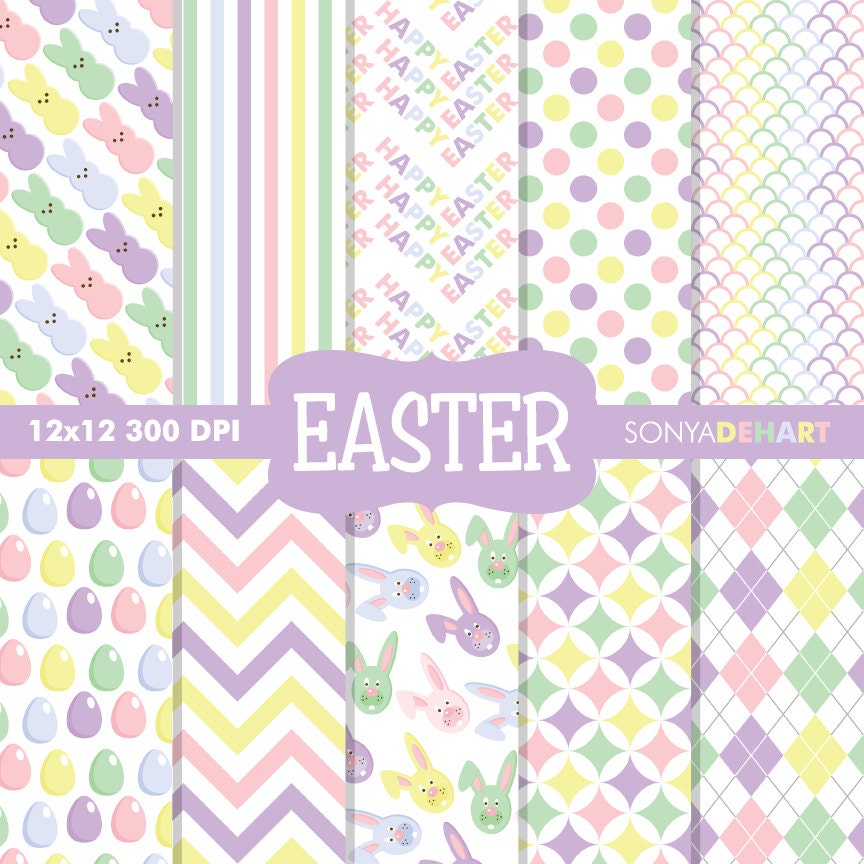 Easter Digital Scrapbooking Printable Paper Pattern Pack Instant Download Il_570xn