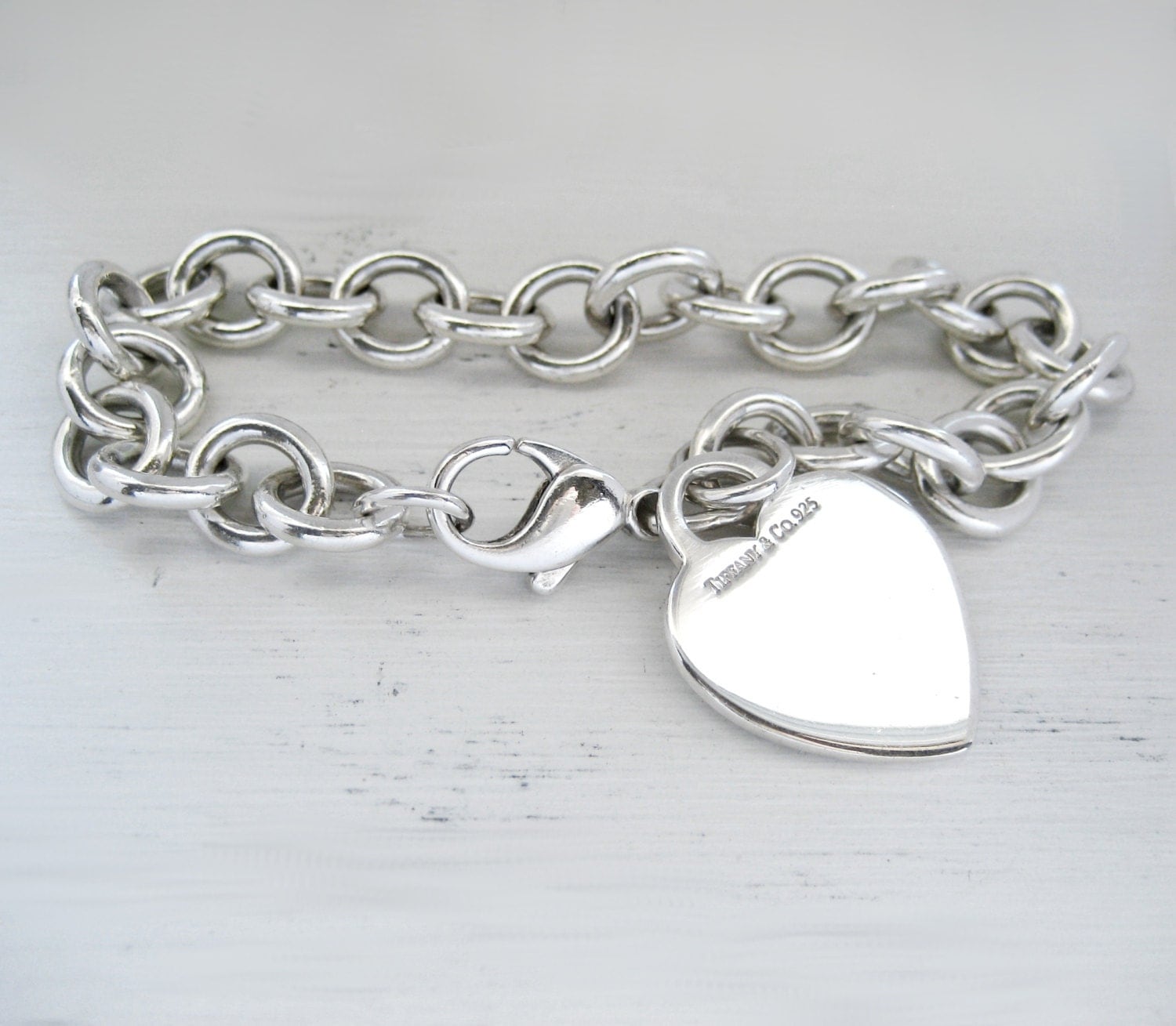 Tiffany And Co Heart Charm Bracelet 925 Sterling Silver By Baffy21