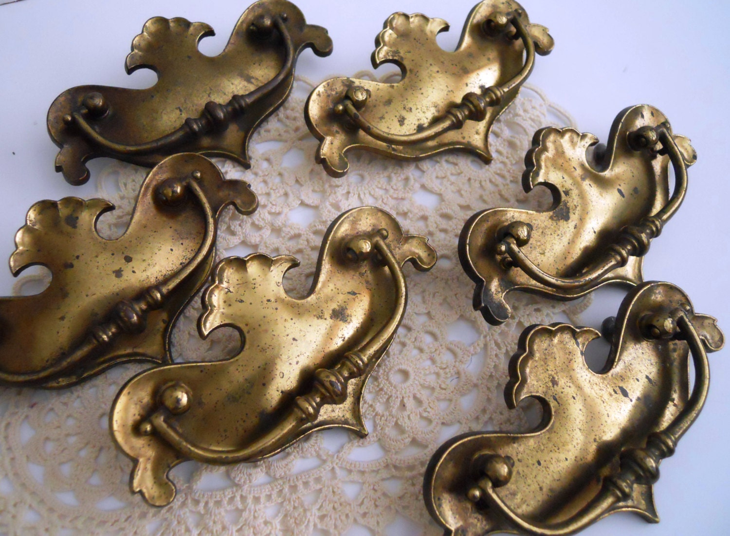 Vintage Brass Drawer Pulls. Chippendale Design. by mamiezvintage