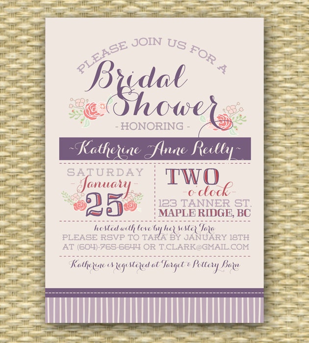 Wedding/Bridal or Baby Shower Invitation - Typography Blooms ...