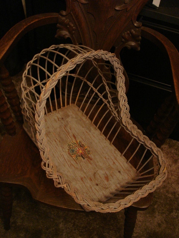 wicker doll bed