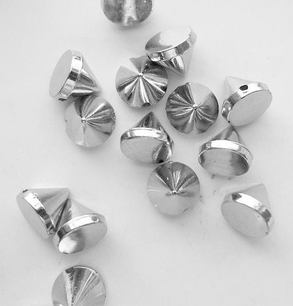 100 Silver Rivet Stud Spikes- Sew on - Glue on - 6mm - Acrylic - Rivets Studs Spike