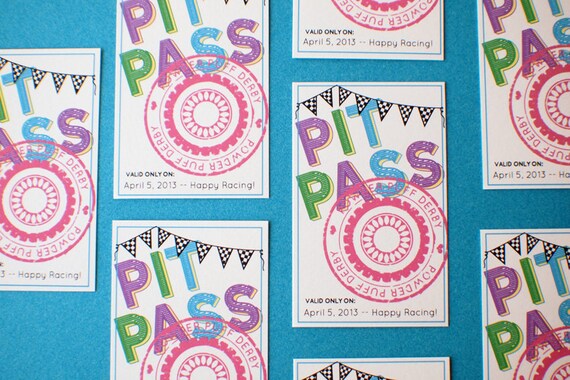 Powder Puff Derby Printable Custom Pit Passes: by CuteandUseful