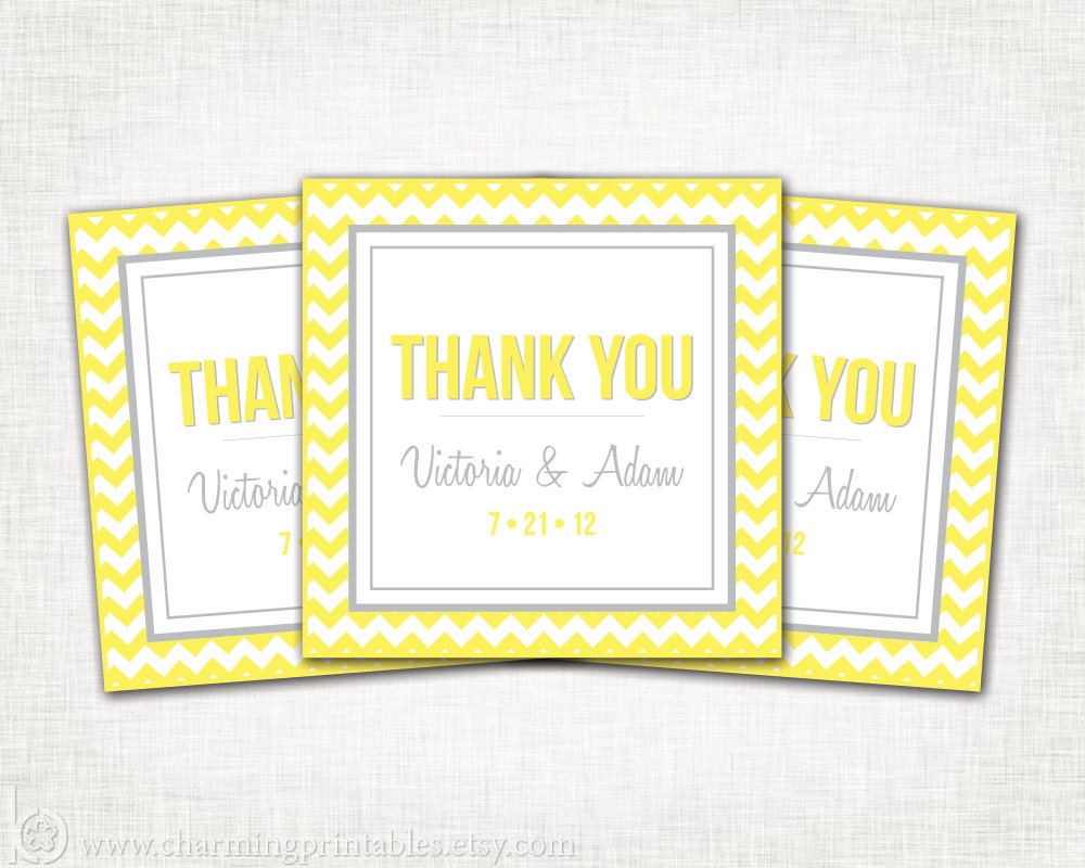 Chevron Thank You Tags - Custom Colors - PRINTABLE - Chevron Wedding Favor Tags - Chevron Collection Il_570xn