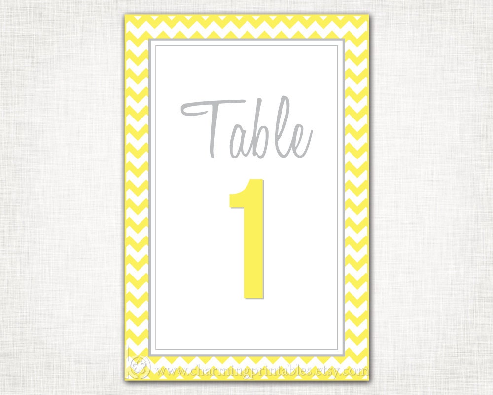 Chevron Table Numbers - PRINTABLE DIY Digital File Chevron Table Number - Wedding Table Numbers - Chevron Collection Il_570xn