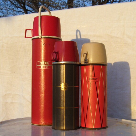Vintage Thermos Bottle Collection Mid Century by ClockKittyVintage