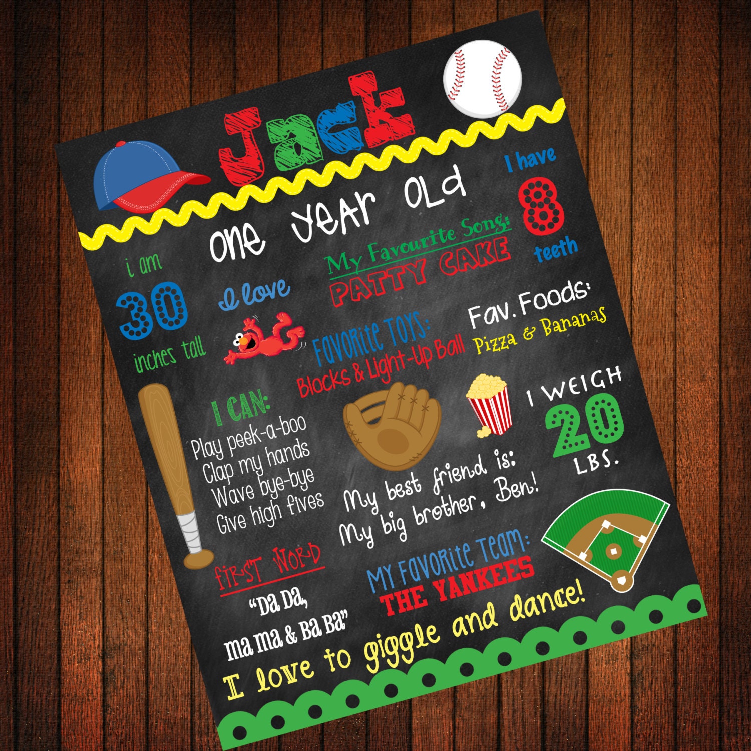 Custom Birthday Poster: Baseball Theme