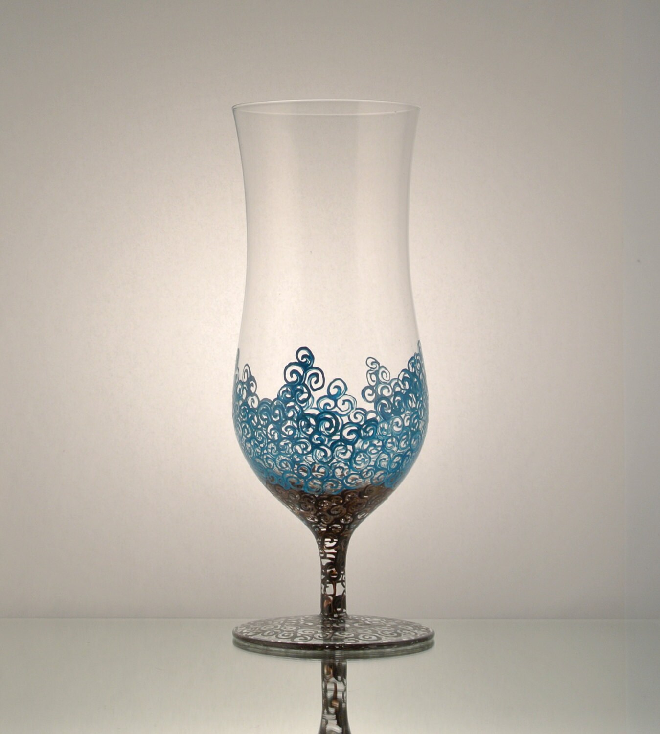 Single Hand Painted Frozen Drink Glass With by LittleTouchOfGlass