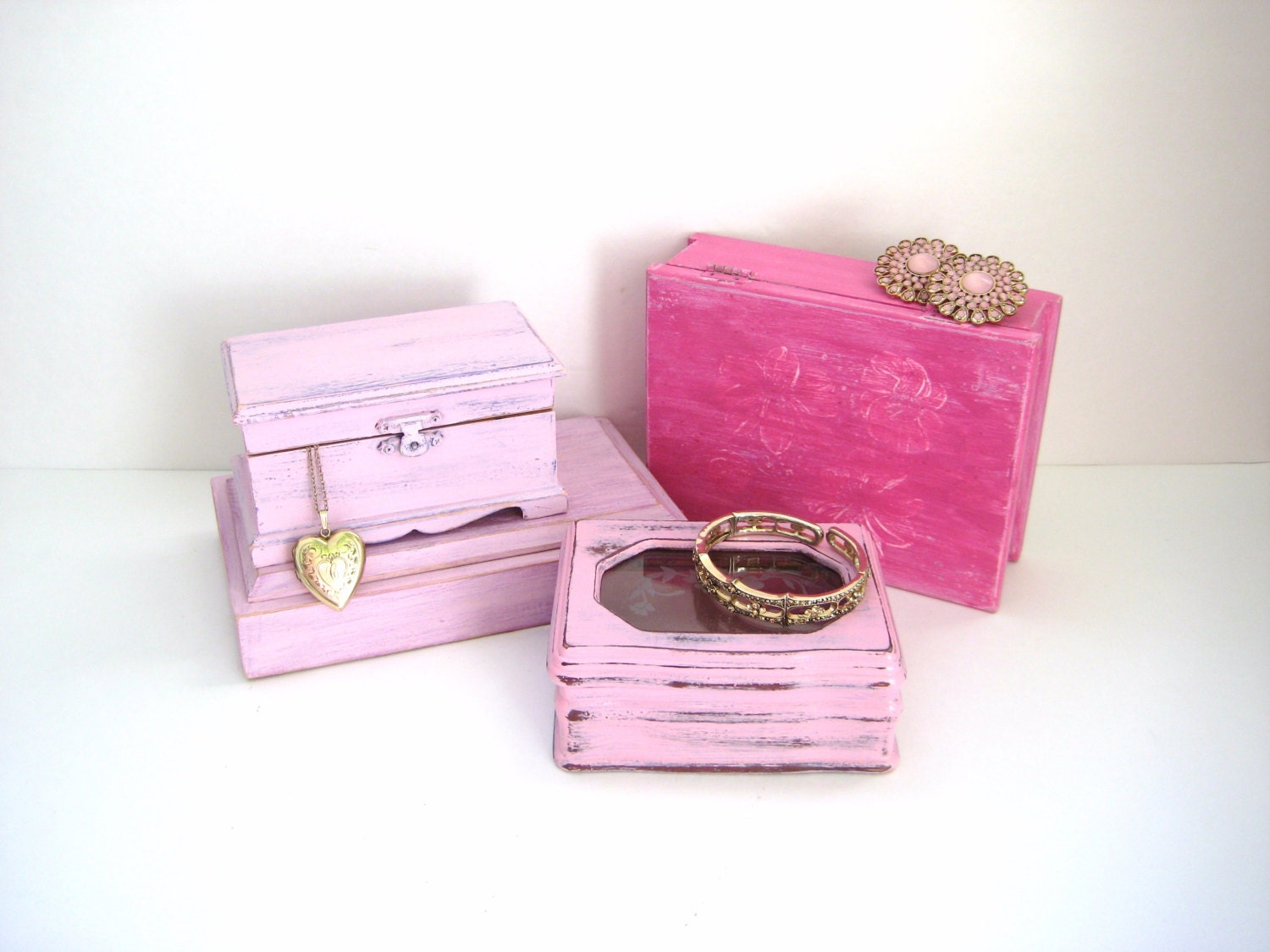 Bridesmaid Gifts - Pretty Pink Jewelry Boxes - Pink Wedding