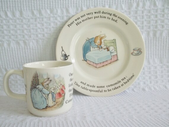 plate vintage peter  Peter   Vintage mug set. cup dish rabbit cup Porcelain Wedgewood Rabbit and