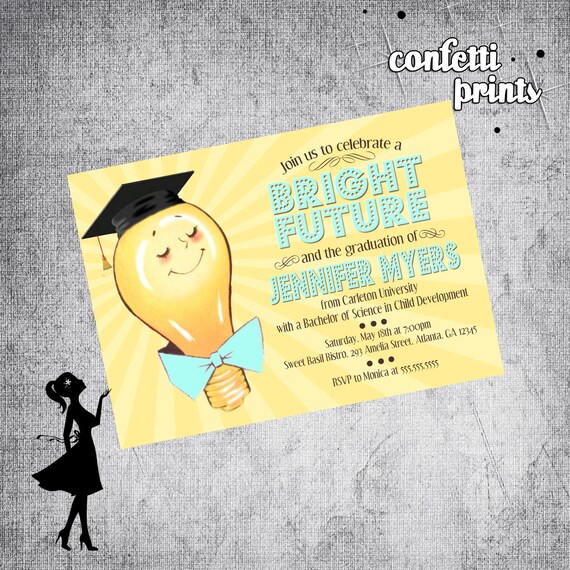 Graduation Invitation - BRIGHT FUTURE Printable Il_570xn