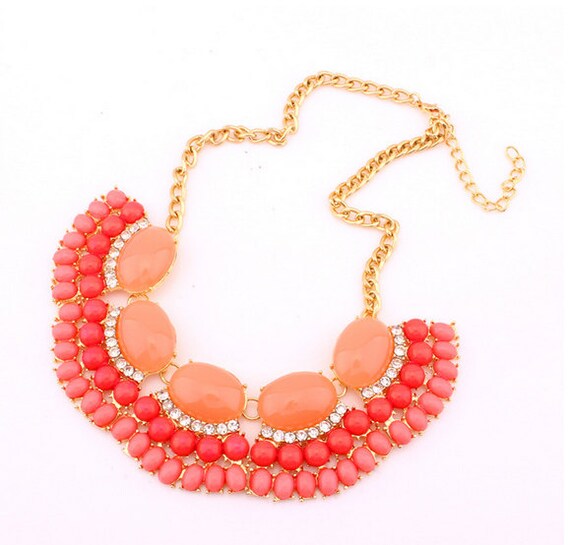 Coral Statement Necklace, Jcrew Inpired Bib Jewelry,Free Gift Box Packaging Available