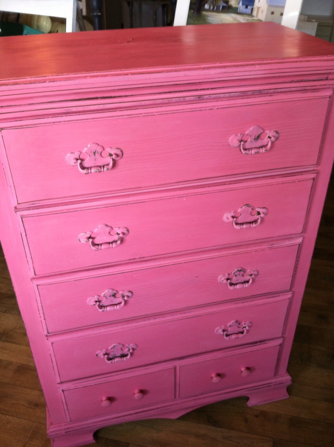 Vintage Hot Pink Dresser by on Etsy