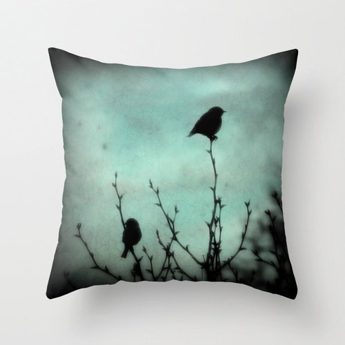 On Top of the World - Throw Pillow, Home Decor, Birds, blue, silhouette, trees, nature, custom fine art photography - RDelean