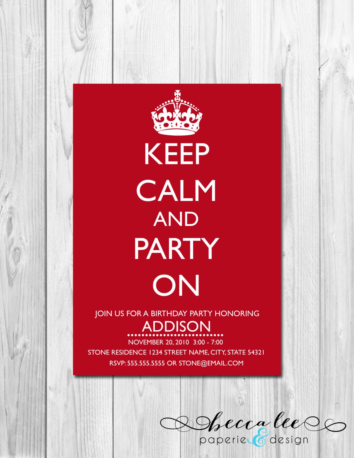 Birthday Party Invitation - Keep Calm and Party On - DIY - Printable Il_570xn