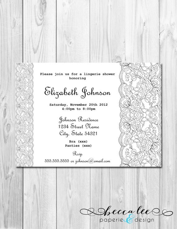 Bridal Shower/Lingerie Shower Invitation - Lace - DIY - Printable Il_570xn