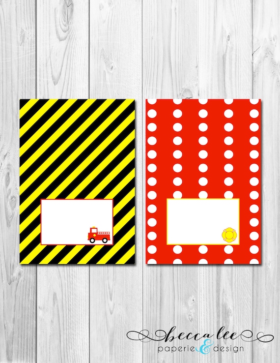 INSTANT DOWNLOAD - Firetruck Tent Cards - DIY - Printable Il_570xn