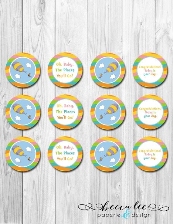 Cupcake Toppers - The Places You'll Go - DIY - Printable Il_570xn