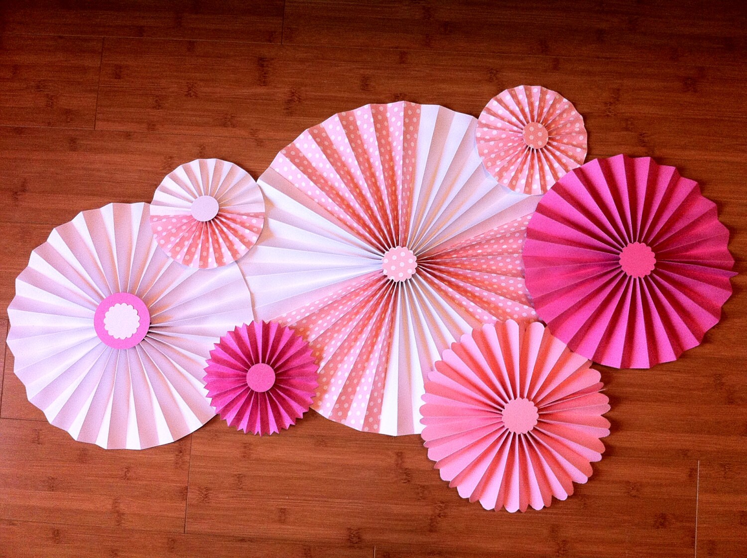 Set Of Large Diy Paper Rosettes Fans Pretty In Pink Etsy