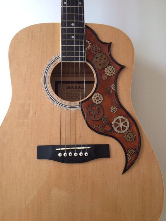 Steampunk Pick Guard Leather Acoustic by HydeAndSheik on Etsy