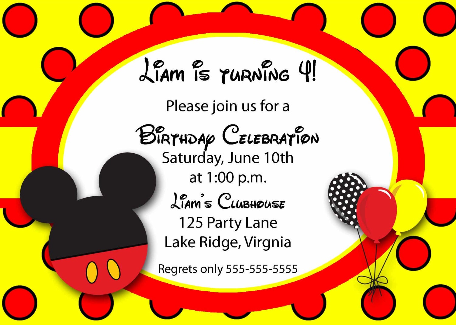 Printable Mickey Mouse v2 Birthday Invitation Il_570xn