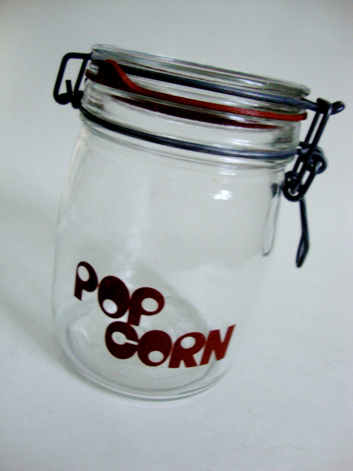 Great Retro Vintage Glass Popcorn Storage Jar by bobsfindsndesigns