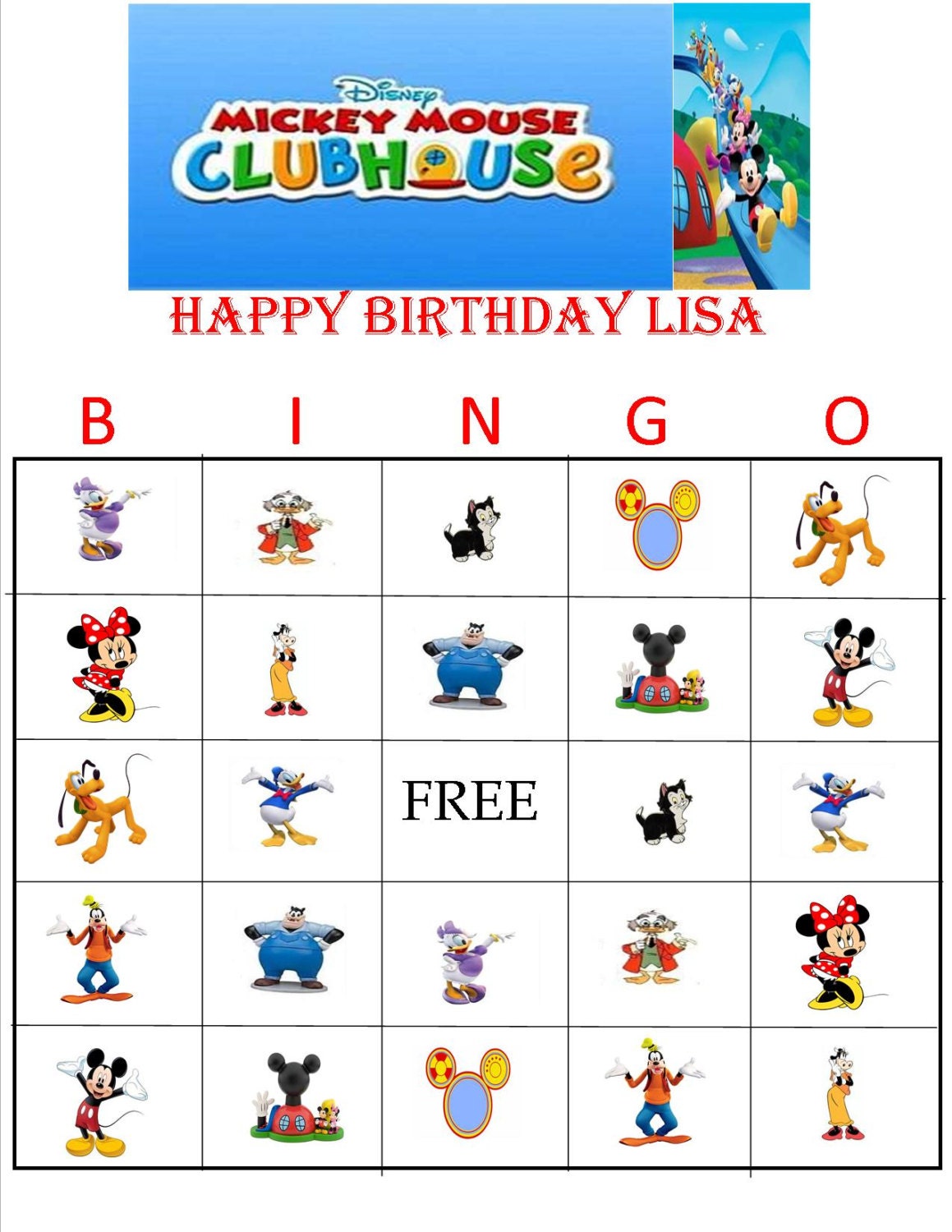 Mickey Mouse Clubhouse Personalized Bingo by YummiliciousTreats