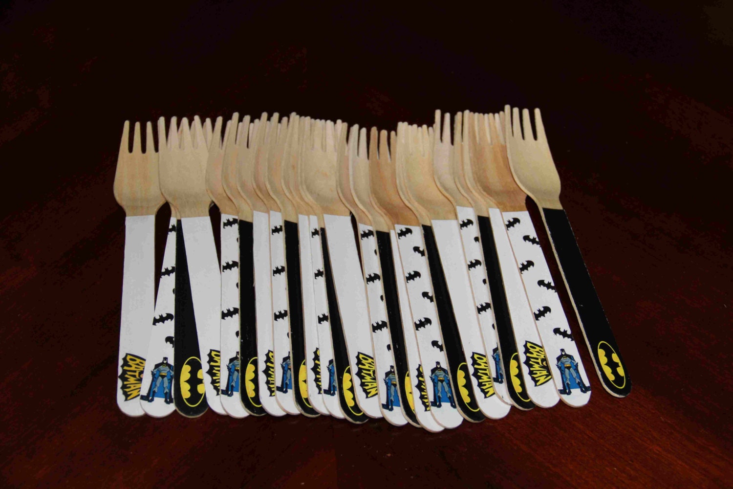 24 Wooden Forks or Spoons- Batman Il_570xn
