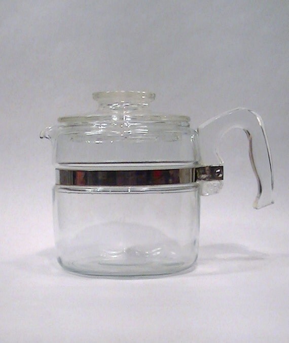 Vintage PYREX Flame Ware 6 Cup Glass Coffee Pot by Lifeinmommatone