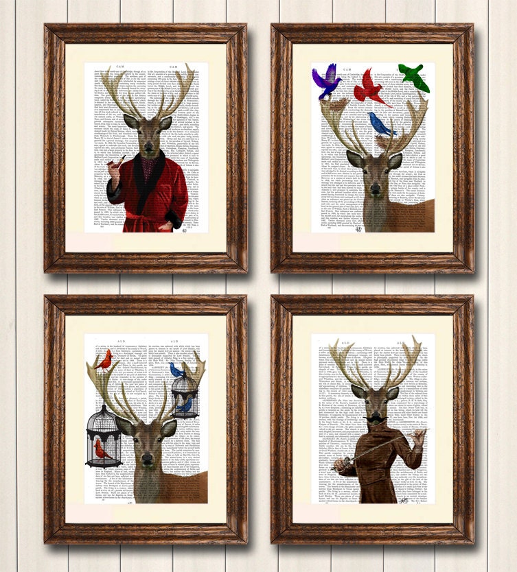 Deer Collection, Set of 4 Art Prints Illustration Drawing Poster Digital Print Wall Art Wall Décor Wall Hanging