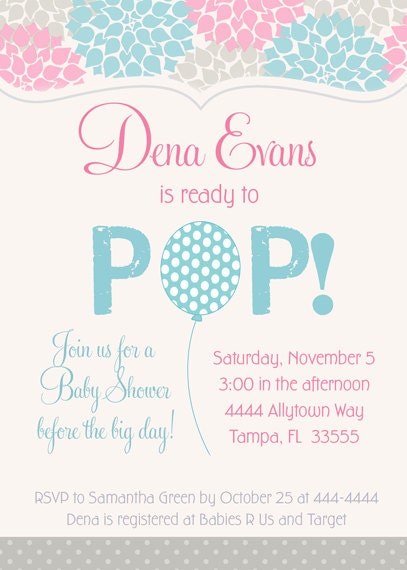 Ready to Pop Balloon Pink & Blue Baby Shower Invitations Il_570xn