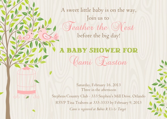 Birds in Tree Feather the Nest Baby Shower Invitation - Printable Il_570xn