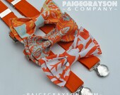 Mens Amber Orange Suspenders and Aloe Green and Amber Orange Bow Tie - PaigeGrayson Mens Amber Orange Suspenders and Aloe Green and Amber Orange Bow Tie - PaigeGrayson
